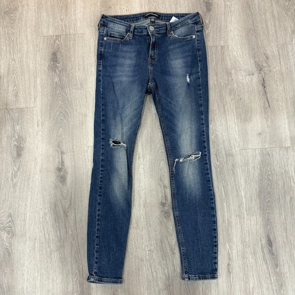 Calvin Klein Jeans Women's Skinny Jeans 29x30 Blue‎ Distressed Mid Rise Denim